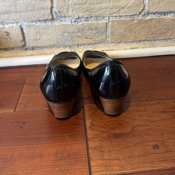 Cole Haan Black Patent Malta Peep-Toe Wedge Shoes - Picture 3 of 3